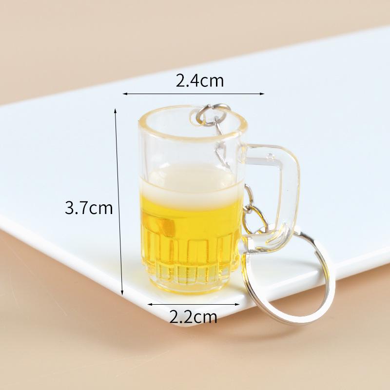 Mini Beer Mug Keychain Pendant - Creative Draft & Qingdao Beer Mug Glass, Champagne Style, Promotional Gift