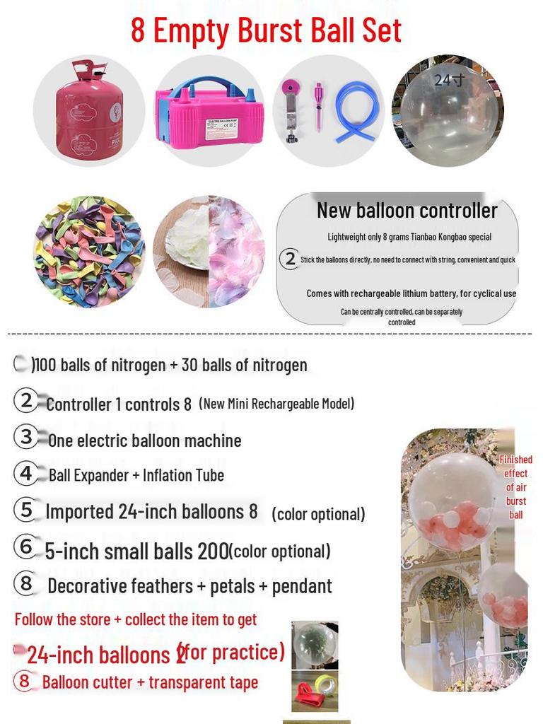 Outdoor Wedding Sky Explosion Balloons Set: Helium Balloons with Complete Assembly Tools for Hotels and Bridal Events