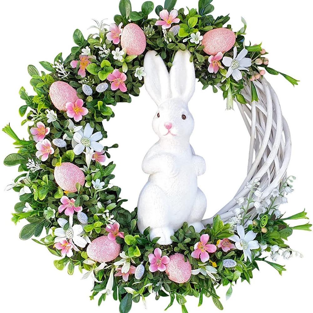 Akryl Dekor Vår Väggbonad Skumägg Påskgirlang Påskhare Krans Dörrhängare