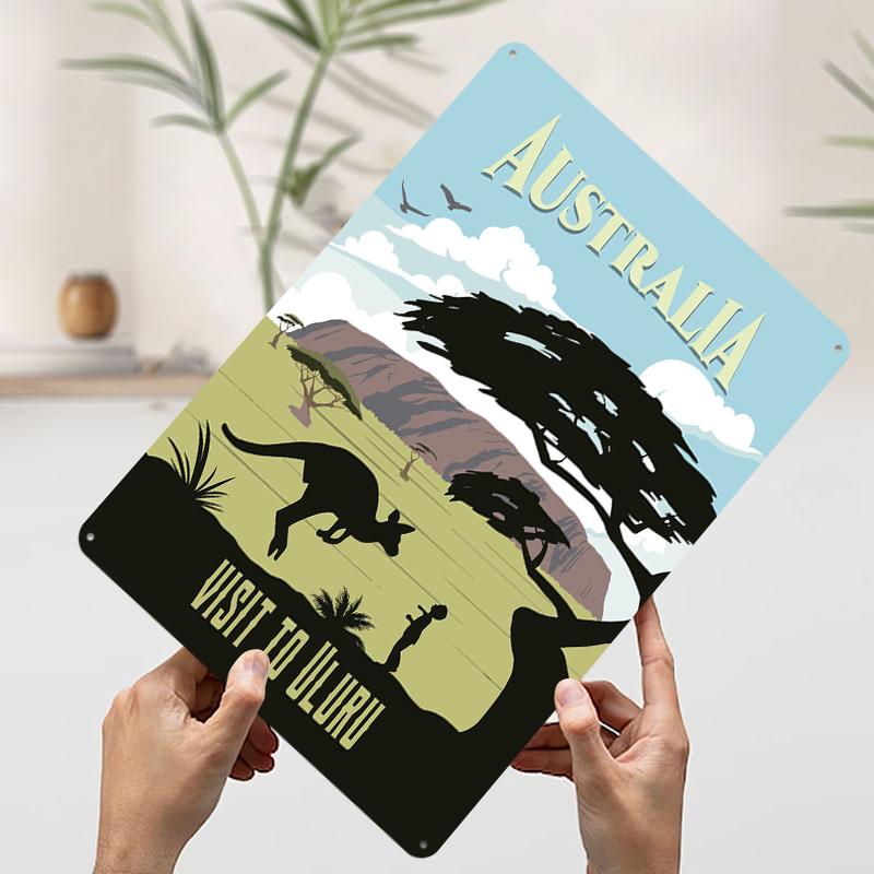 

Australia Uluru Travel Printed Poster Customized Wall Art Retro Vintage Metal Tin Signs for Room Decoration Home Decor Items 7.9x11.8In(20x30cm)