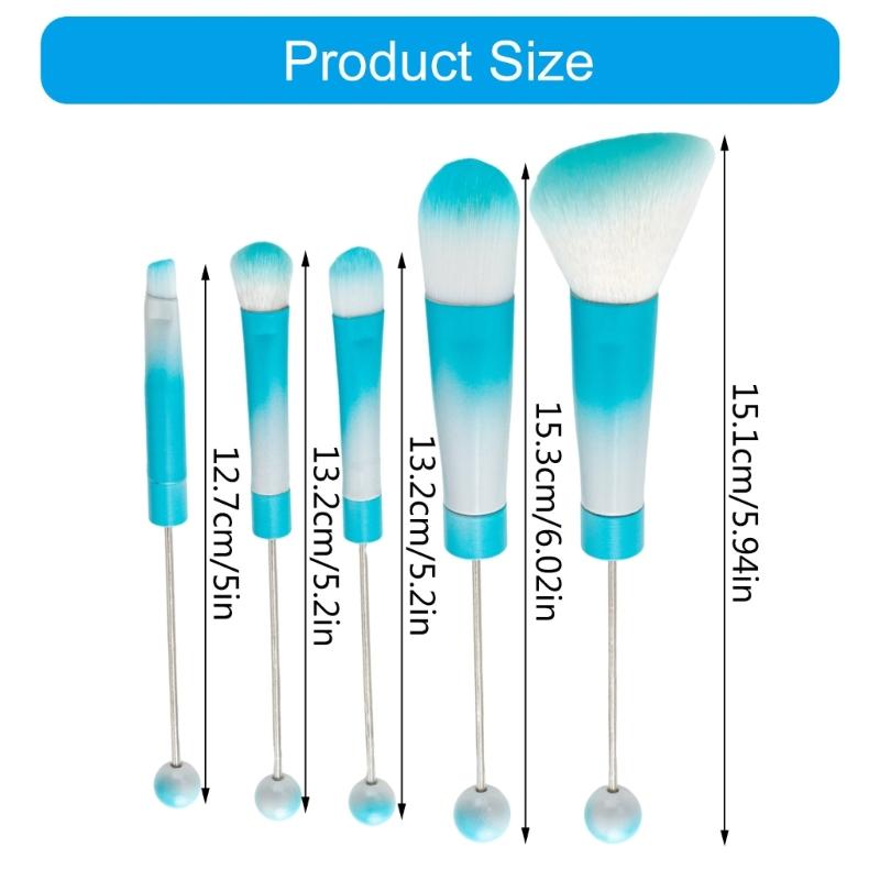 Beaded Makeup Brush Set Metal Handle Makeup Brushes Eyeshadow Brush Blush Brush Beadable Makeup Brushes for Makeup