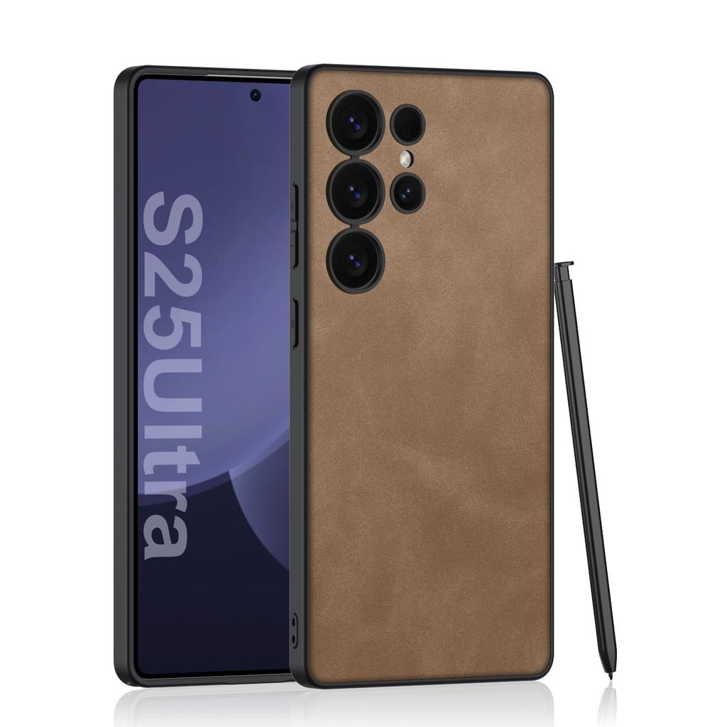 Samsung S25Ultra Mobile Phone Case S25plus Matte Plain Leather Personality Simple Ultra Thin Protective Case for Men and Women