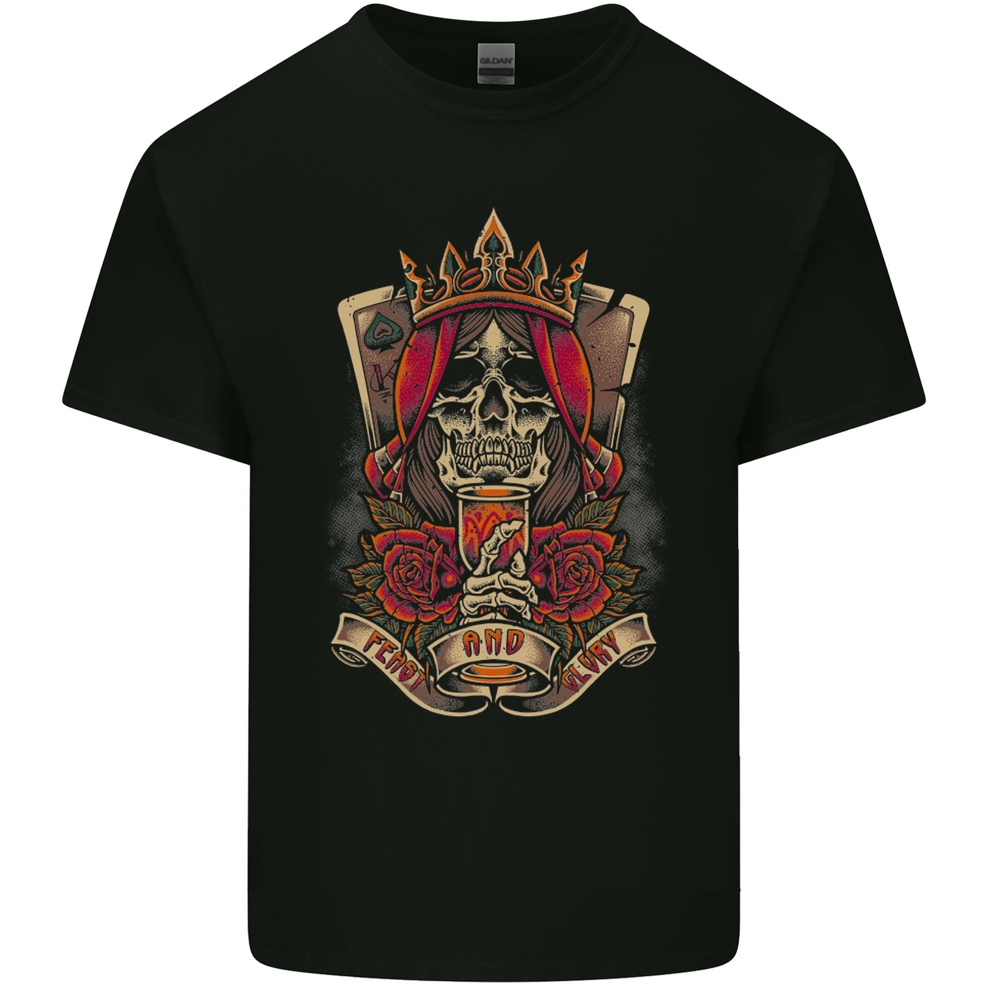 Skull King Playing Cards Biker Motorbike Unisexs Light Cotton TShirt S