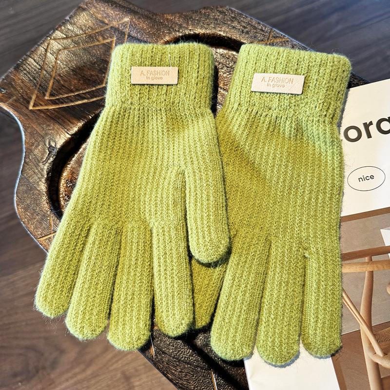 Korean version of knitted women's cold-proof thickened candy color labeling cycling fingers