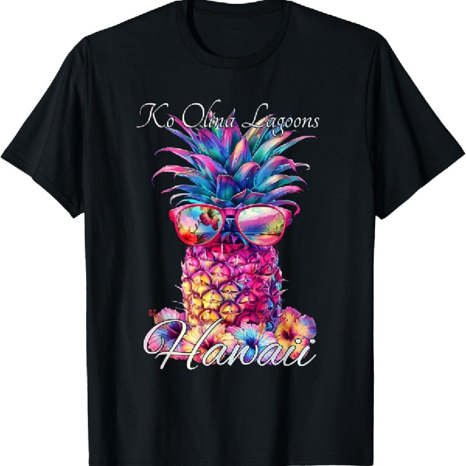 

Colorful Pineapple Ko Olina Lagoons Hawaii Aloha T-Shirt S