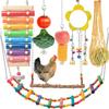 Combination Set Bird Toys Parrot Gnawing Piano Chicken Fruit Fork Mirror Bird Cage Accessories Pet Products