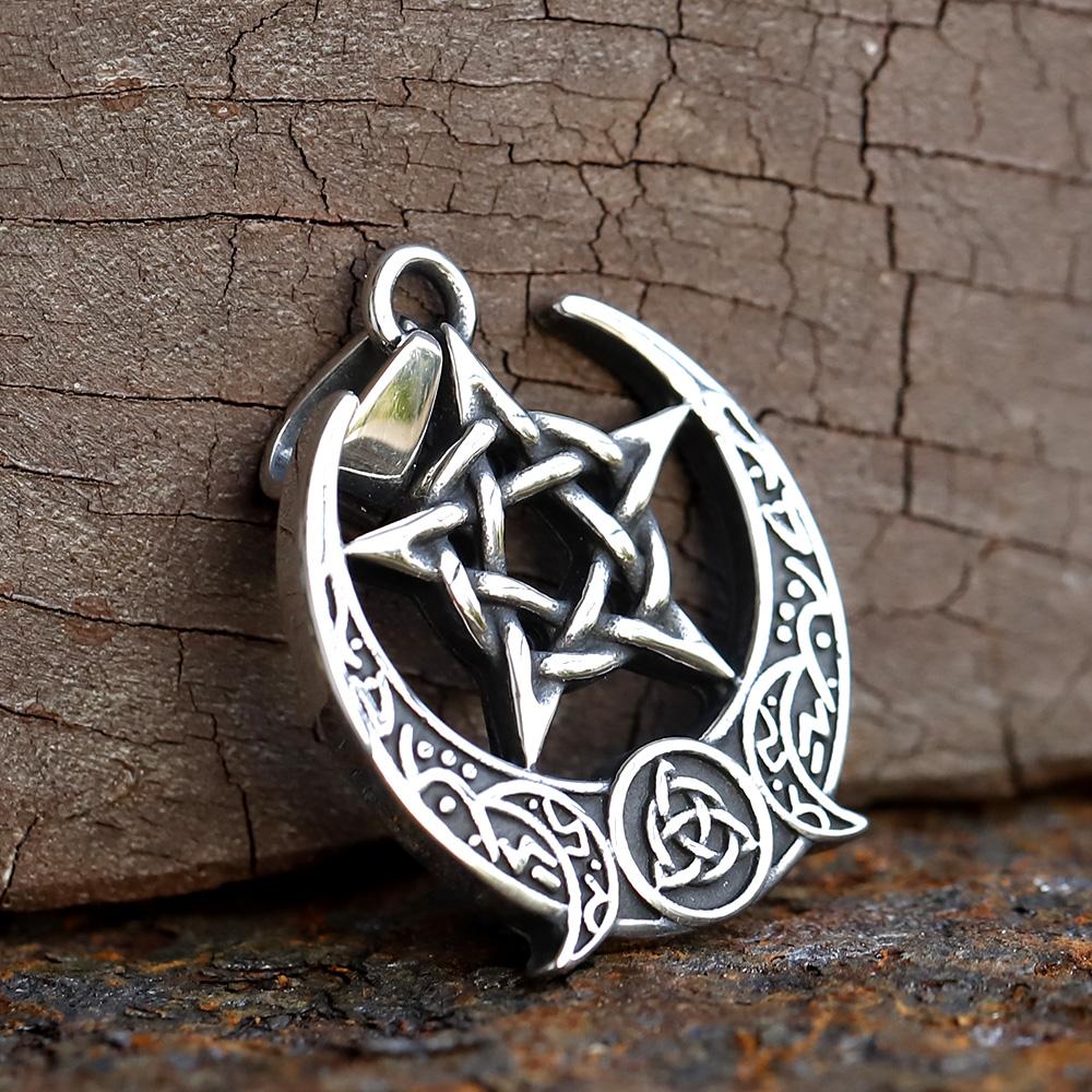 Witch Celtic Cross With Knot Pendant Necklace Rune 316L Stainless Steel Men Chain Odin Gothic Amulet Jewelry Gifts