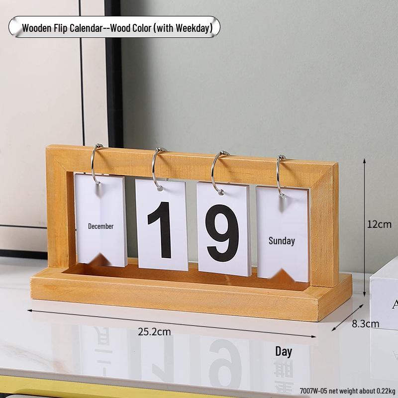 Perpetual Wooden Flip Calendar: Home and Desk Decor