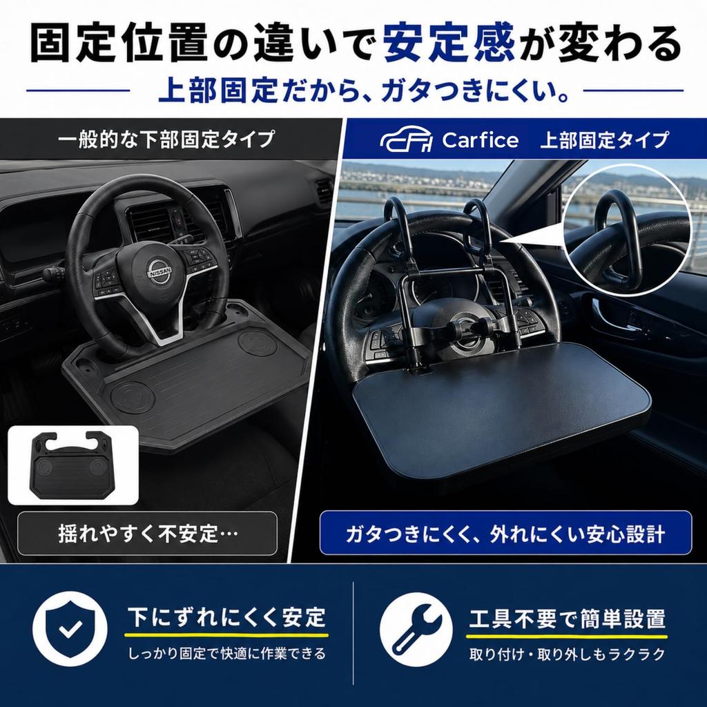 Carfice hook fixing reduces Steering wheel table for suitable for seat and rear PC height and angle slide fits [Upper wobbling] car, driver's seat,