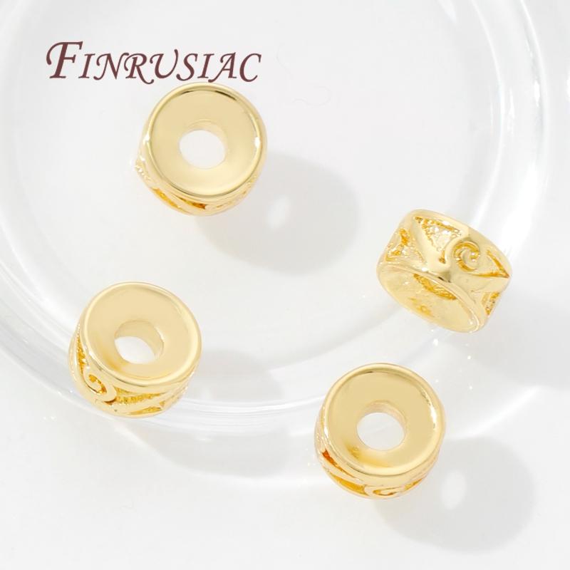 18K Gold Plated Brass Spacer Beads For Bracelets Accessories,Separator For Beads,DIY Jewelry Making Supplies,Round Metal Bead