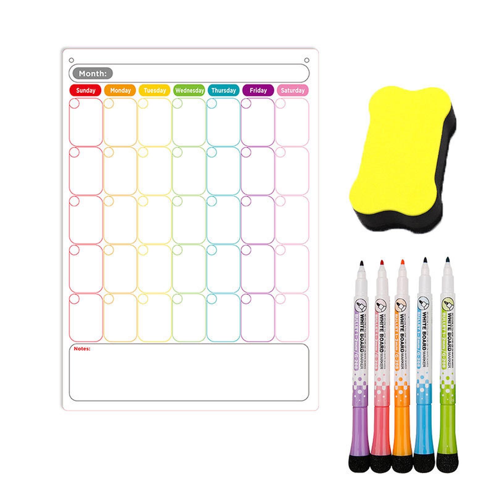 

Magnetic Fridge Organizer Set - Reusable Monthly/Weekly Planner Sticker + Memo Board, Calendar & Note Kit for Home 3ml One Size