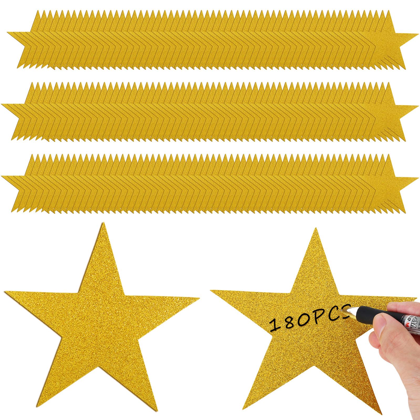 

180Pcs Glitter Star Cutouts Double Printed Paper Stars Cutouts DIY Painting Star Cardboard Cutout Confetti Star Cutouts Glitter