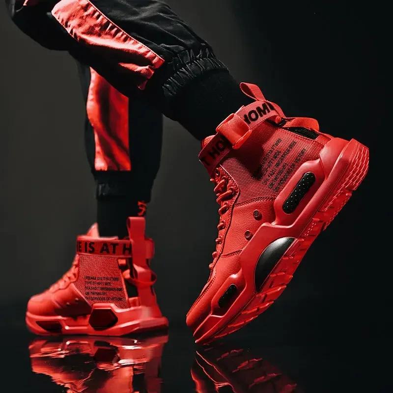 Men's High Top Fashion Leather Sneakers Trend Hot Sale Comfortable Man Casual Shoes