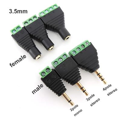 Audio Wideo AV 3,5mm 2 3 4 Polowy mono Stereo 3,5 Męski żeński AV Zacisk Śrubowy Gniazdo 3,5 męski 3 pinowy 4 pinowy Wtyk Bloku Zaciskowego