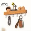 Wall Hanging Tool Hanger Solid Wood Key Holder with 6 Hooks Decorative Storage Rack Functional Hallway Organizer Space Saving Mounted for