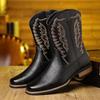 Fashion Autumn Winter New Western Cowboy Ankle Boots for Men Fashion Designer Embroidered Knight Boots Male Big Size Leather Shoes Man
