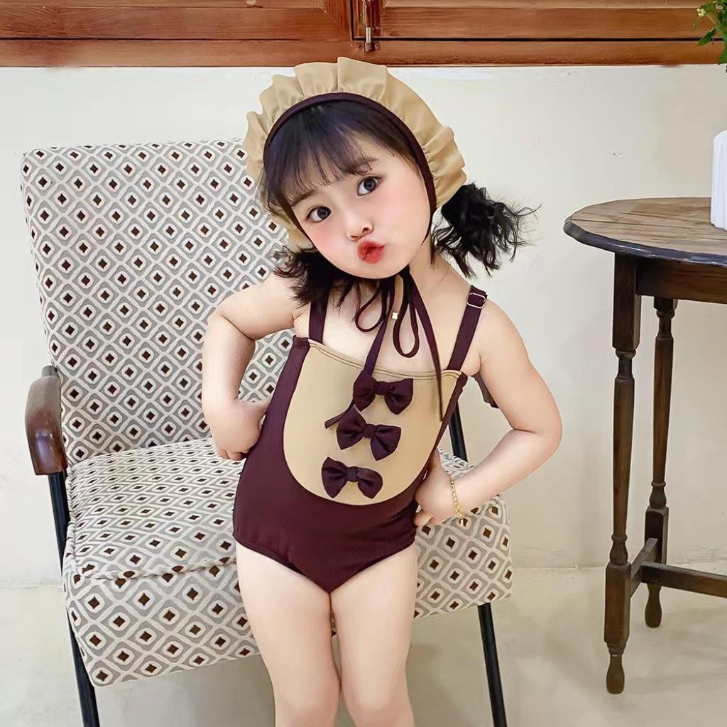 

2023 Cute One-Piece Swimsuit & Swim Cap for Girls XL=110