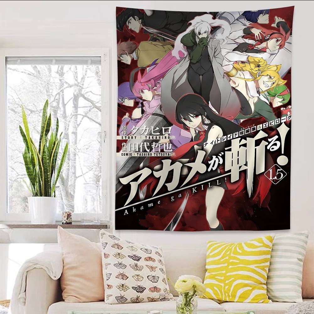 Japanese Anime Akame Ga KILL Anime Tapestry Hippie Flower Wall Carpets Dorm Decor Cheap Hippie Wall Hanging