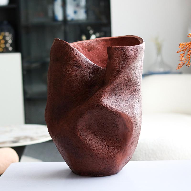 Wabi-Sabi Geometrische Große Harzvase für Esstisch Blumenarrangements
