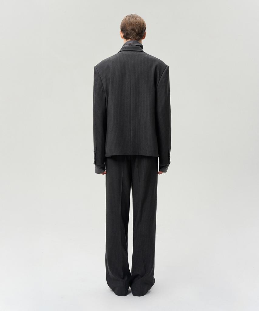 Rerhee Men Stripped Double Breasted Jacket