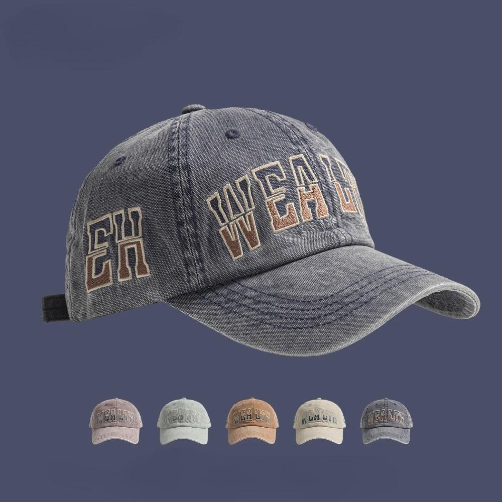 Retro Washed Baseball Cap for Men Women, Polyester Material with Letter Design, Adjustable Strap Closure,Suitable for Daily Wear