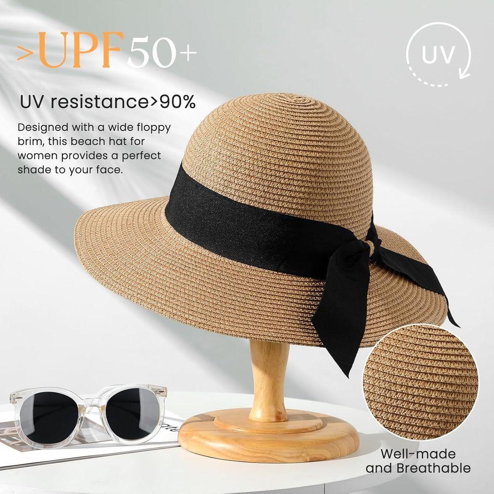 Packable Wide Brim Sun Hat with UPF 50+ UV Protection for Women - Ideal for Summer Beach Wear