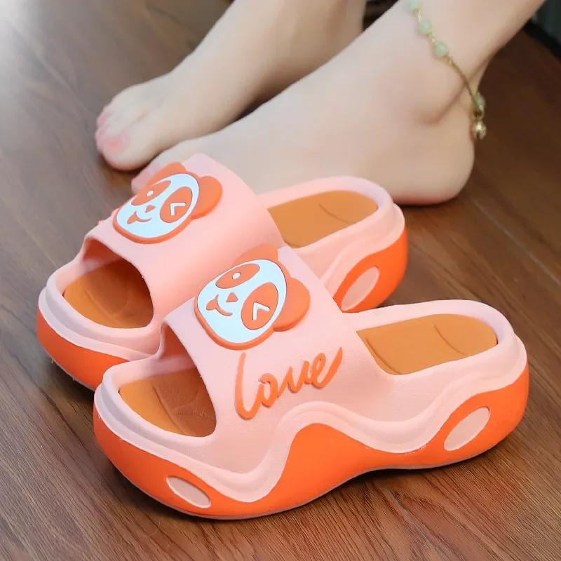 

Модные тапочки Панда для женщин летние туфли для девочек с увеличением высоты тапочки на толстой подошве пляжные тапочки на толстой подошве животные 40