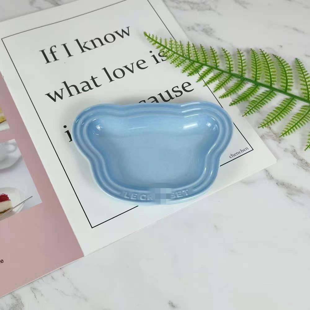 

Французская керамическая тарелка с медведем Instagram Wind Обеденная тарелка с мультяшной эмалью Macaron Gradient Nordic Dipping Material Household 12cm 8.5cm