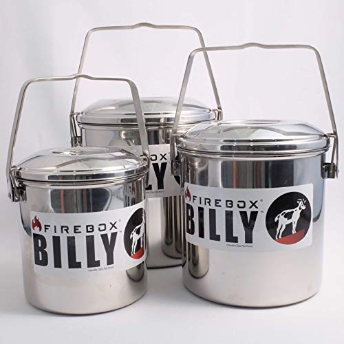 

FIREBOX Billy Can Bushcraft Pot, Small, for Open Fires, Stainless Steel, with Bail Handle, Hanging Feature, Cookware [Official Japanese Product], Outd