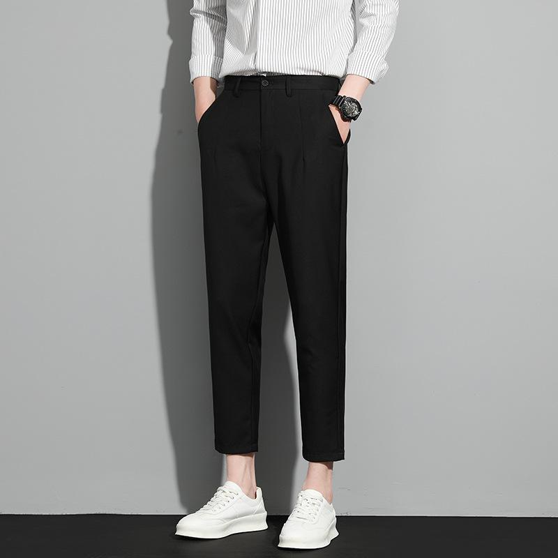 

Брюки Мужские Весна и Осень Новые Мужские Брюки от Костюма Повседневные Универсальные Синие Прямые Модные Драпированные Брюки Мужская Одежда 28