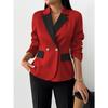 Women S Color Block Lapel Long Sleeve Blazer Coat