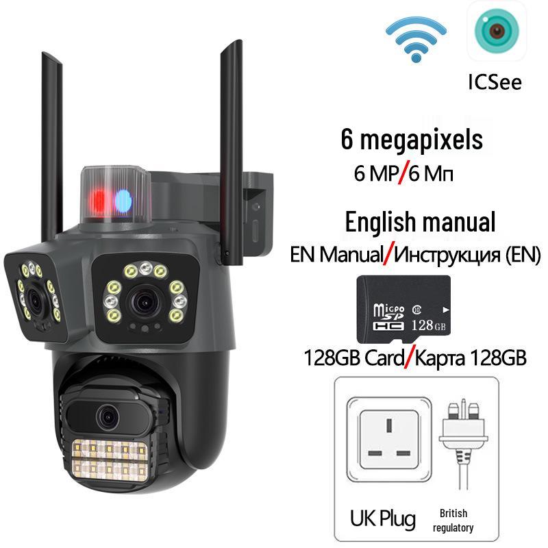 Wireless PTZ Camera with Triple Lens & Screen for Home Network Monitoring