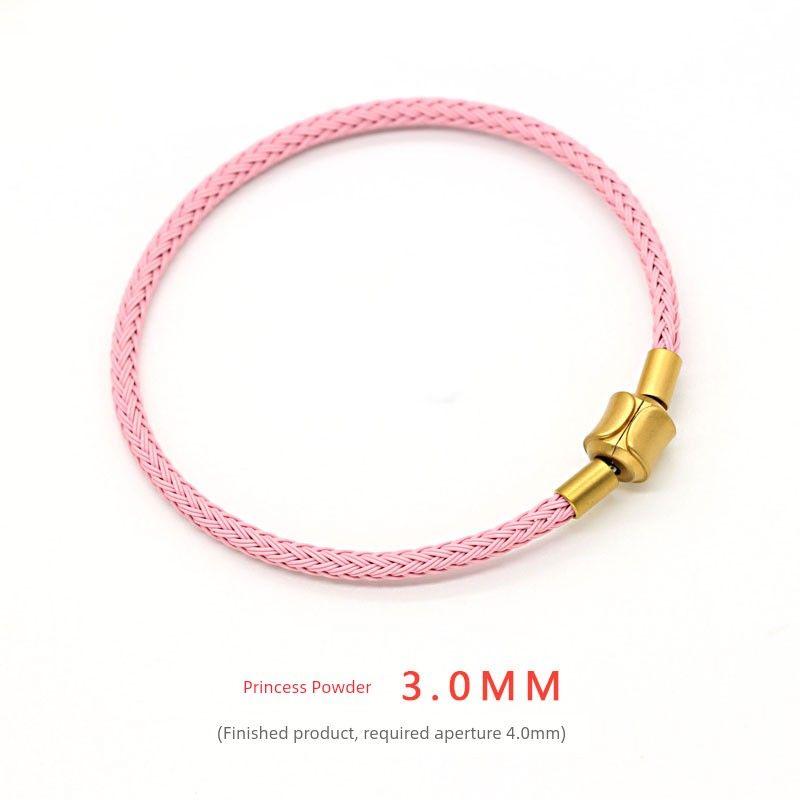 

Чжоу Цзя Тот же стиль 3 мм Стальной трос Ремешок для переноски Носимый Золотой Браслет с бусинами на удачу Год рождения Сладкий Макарон DIY Аксессуар Веревка 17cm Princess Powder(Finished product])