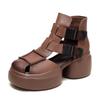 Fashion GKTINOO 2025 New Summer Black Women Genuine Leather Sandals Cool Boots Platform Shoes Wedges Sandals Women Shoes Outdoor Sandals