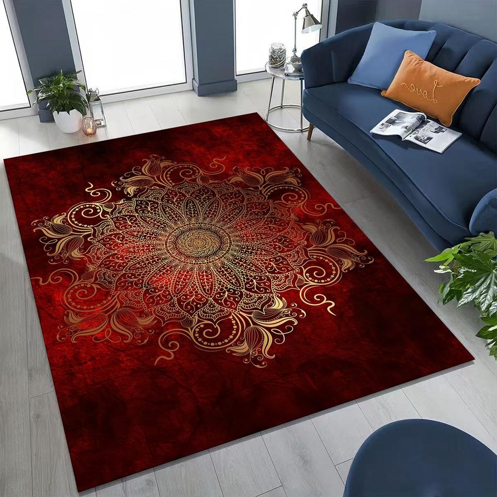 2026 Rainbow Mandala Flower Chakras Yoga Bohemia Art Rug for Bedroom Living Room Sofa Home Doormat Decor,Kid Non-slip Floor Mat