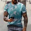 Fashionable Camouflage Hip-Hop Pattern Men's Printed T-shirt Casual Round Neck Comfortable Short Sleeved Top