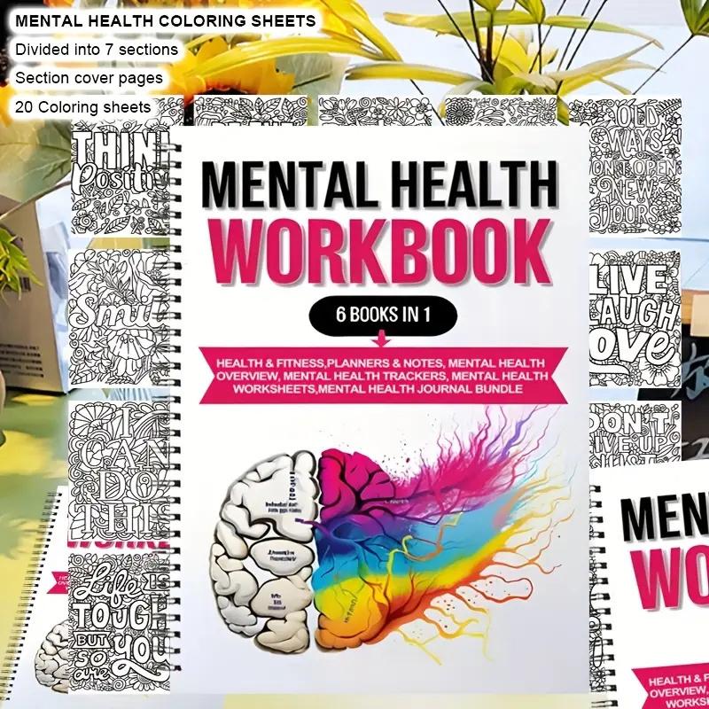 Zeszyt ćwiczeń zdrowia psychicznego: 6 Książek w 1 Dziennik Medytacji i Śledzenia Emocji Pomoc w Łagodzeniu Lęku z Wdzięcznością dla Mężczyzn i Kobiet