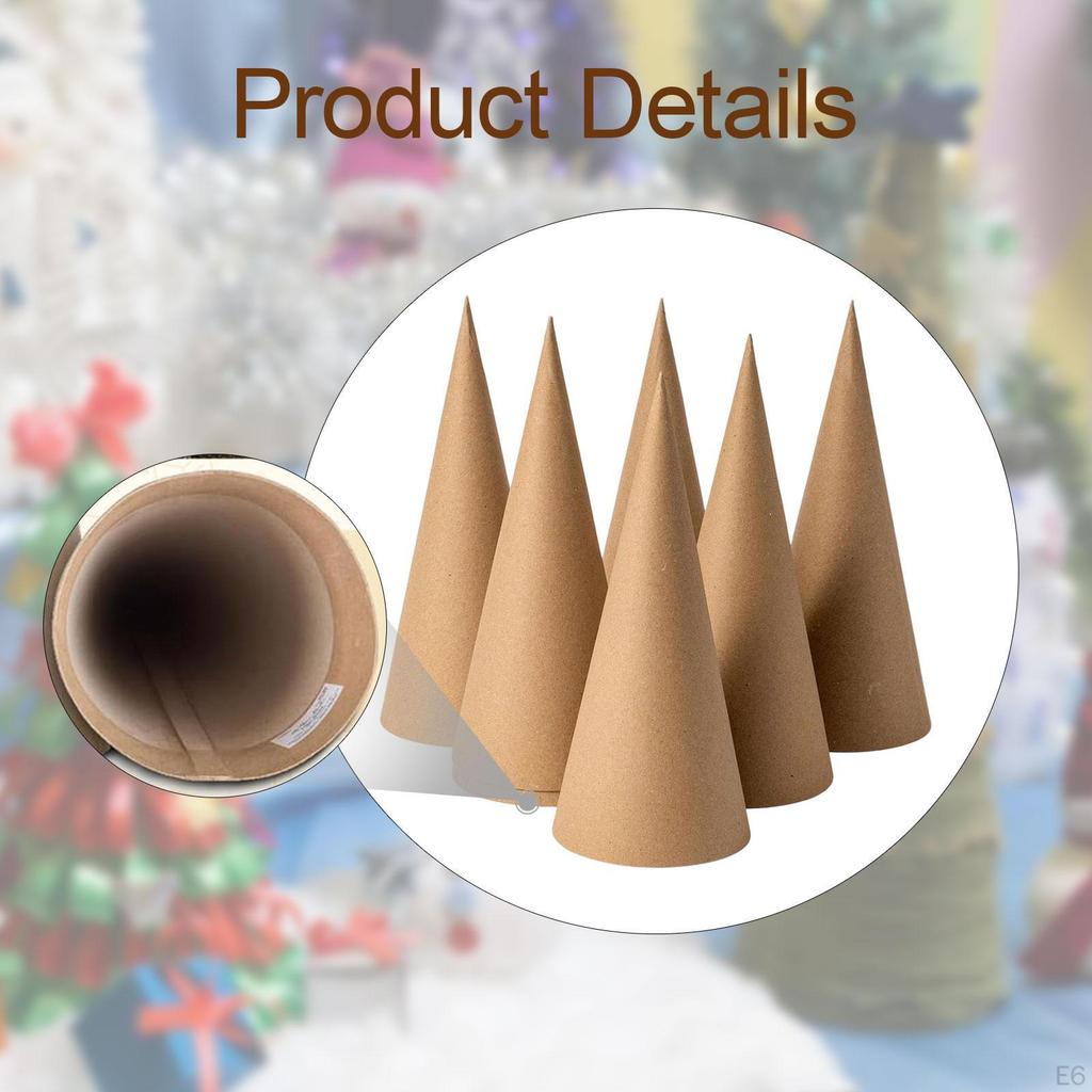 6 Open-bottom Paper Mache Cones, Imaginative Decoration for Crafts, Painting, And Party Hat