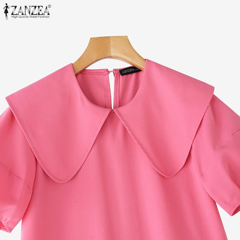 ZANZEA Women Summer Doll Collar Casual Short Sleeve Dress