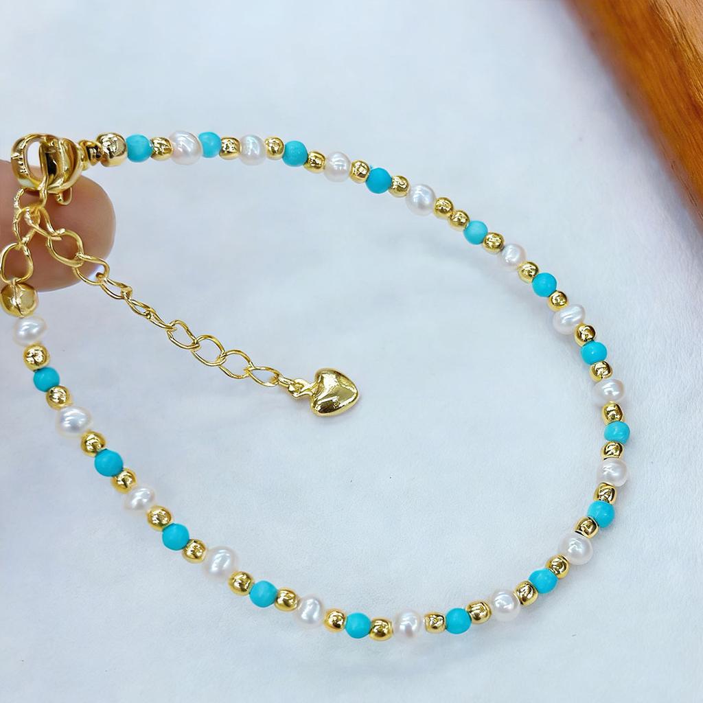 Medieval Style Natural Freshwater Pearl Necklace Female Turquoise Beaded Suction Light Luxury Versatile High-end Sense Collarbone Chain