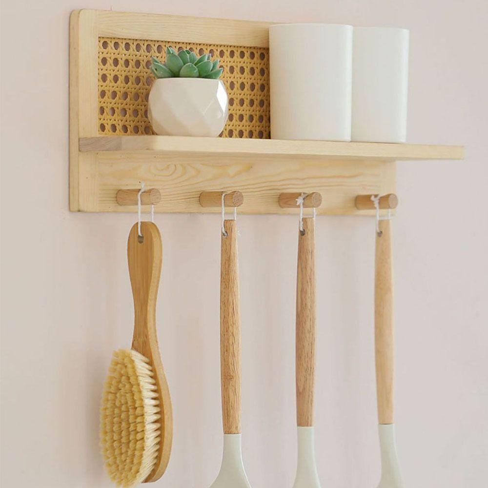 Space Saving Wood Key Hook Solid Wood Wooden Wall Shelf Door Back Clothes Hook  Housewarming Gift