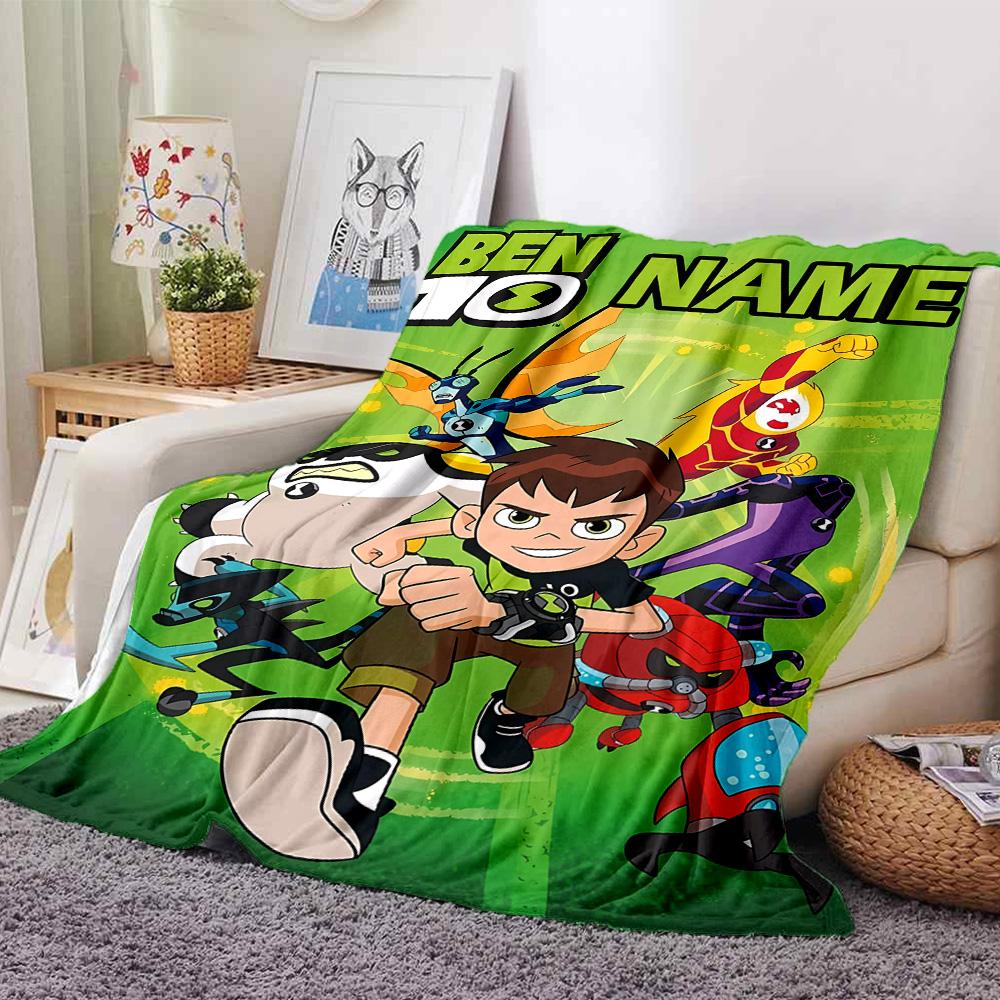 Customizable Ben10 Throw Blanket – Personalized Name, All-Season Cozy Snug Blanket, Machine Washable, Personalized Blanket