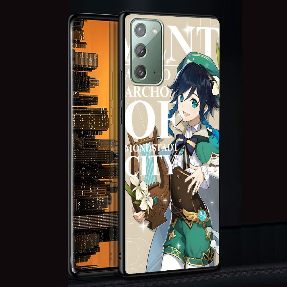 Barbatos Genshin Impact Case for Samsung Galaxy Note 20 Ultra 10 Plus 9 8 TPU Phone Cover Note 10 Lite Black Soft Shell Funda