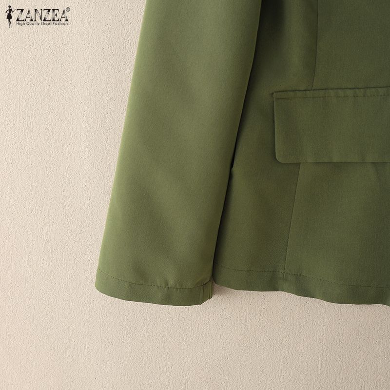 ZANZEA Women Turn Down Collar Long Sleeve Casual Thin Cardigan Blazer