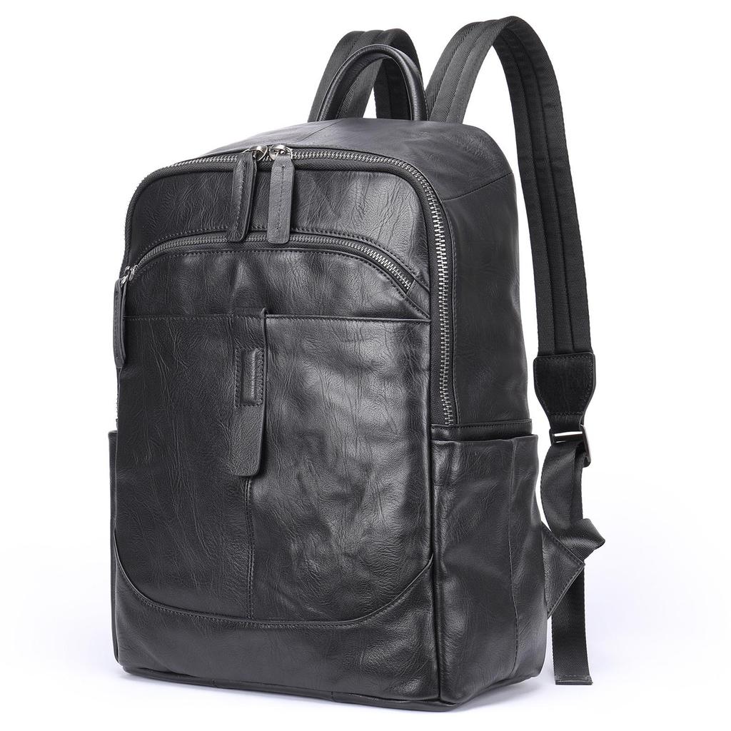 Men's Genuine Leather Cowhide Backpack - Business, Travel, Laptop, and Schoolbag with Large Capacity