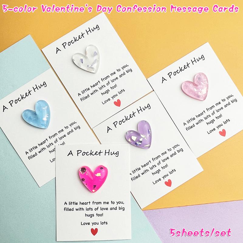 5Pcs Cute Little Heart Pocket Hug, Decorated Pocket Hug With Encouragement Card, Special Birthday, Wedding, Party, Valentine'S