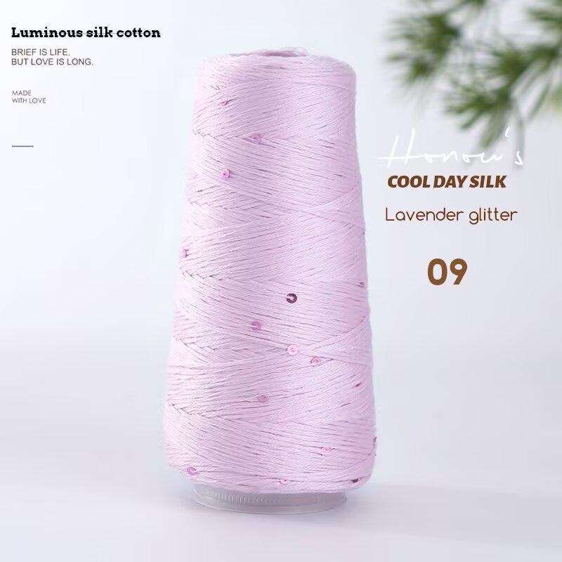 Tencel Sequin Silk Thread DIY Knitting: Summer Wool English No-Label Hat & Baby Short Sleeve.