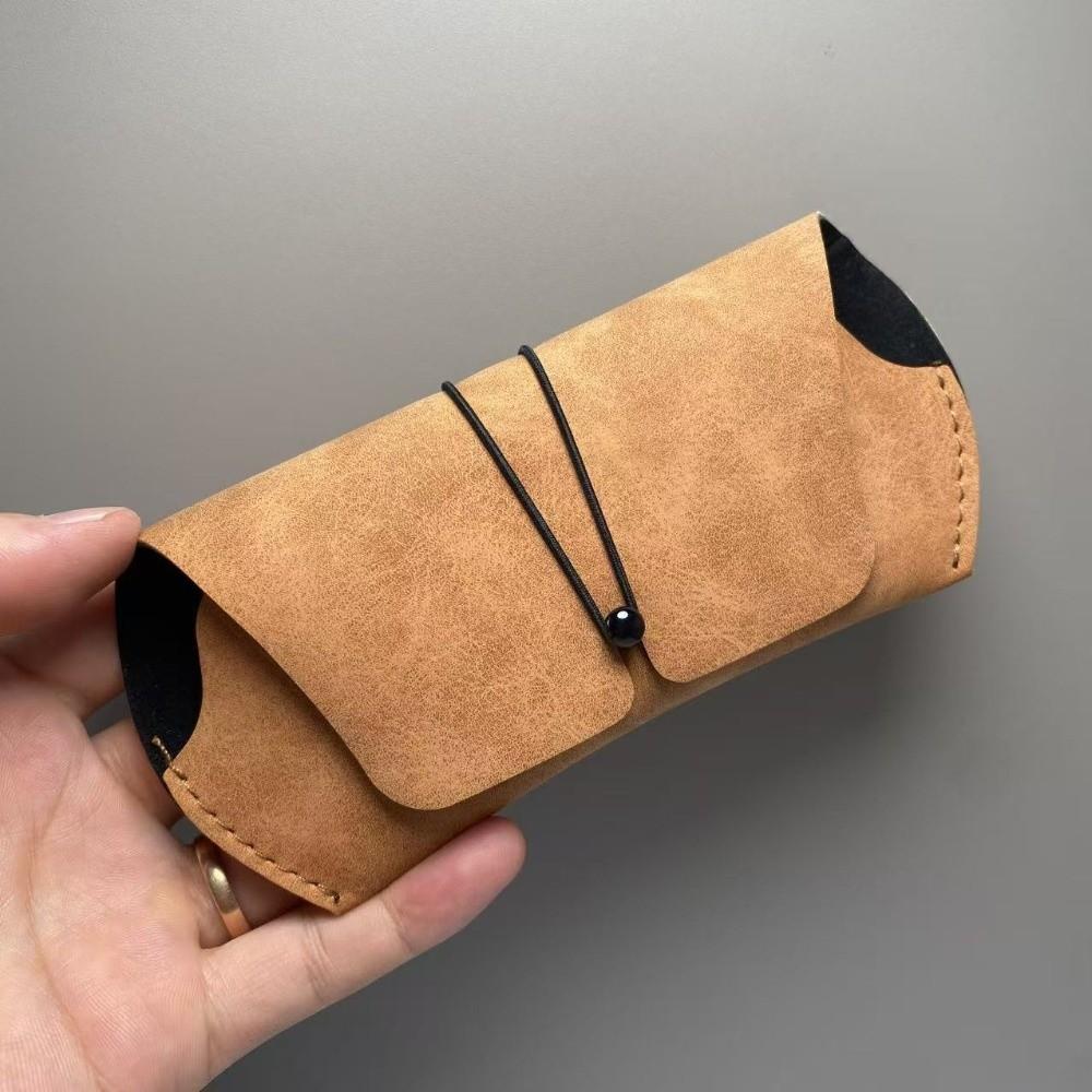 

PU Leather Glasses Case Anti-knock with Pull Cord Sunglasses Storage Box Waterproof Eyeglasses Pouch Eyewear Accessories коричневый
