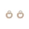 Delicate Simple Pearl Zircon Round Stud Earrings For Women