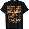 Western Country Rodeo Texas Black Cowboy Boots and Melanin T-Shirt